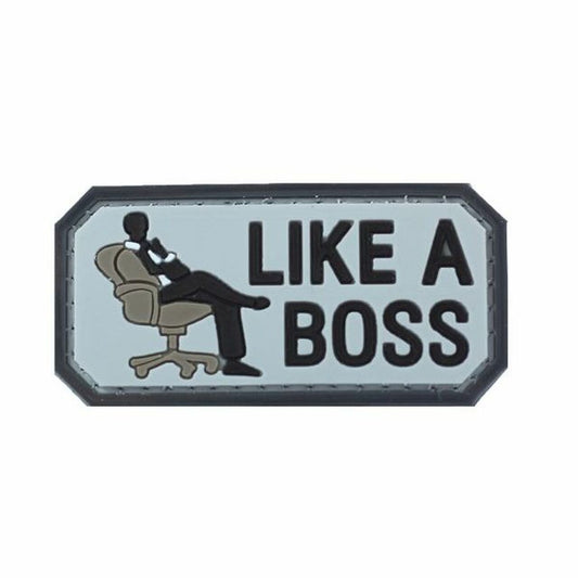 LIKE A BOSS PVC Patch, Velcro backed Badge. Great for attaching to your field gear, jackets, shirts, pants, jeans, hats or even create your own patch board.  Size: 6x3cm