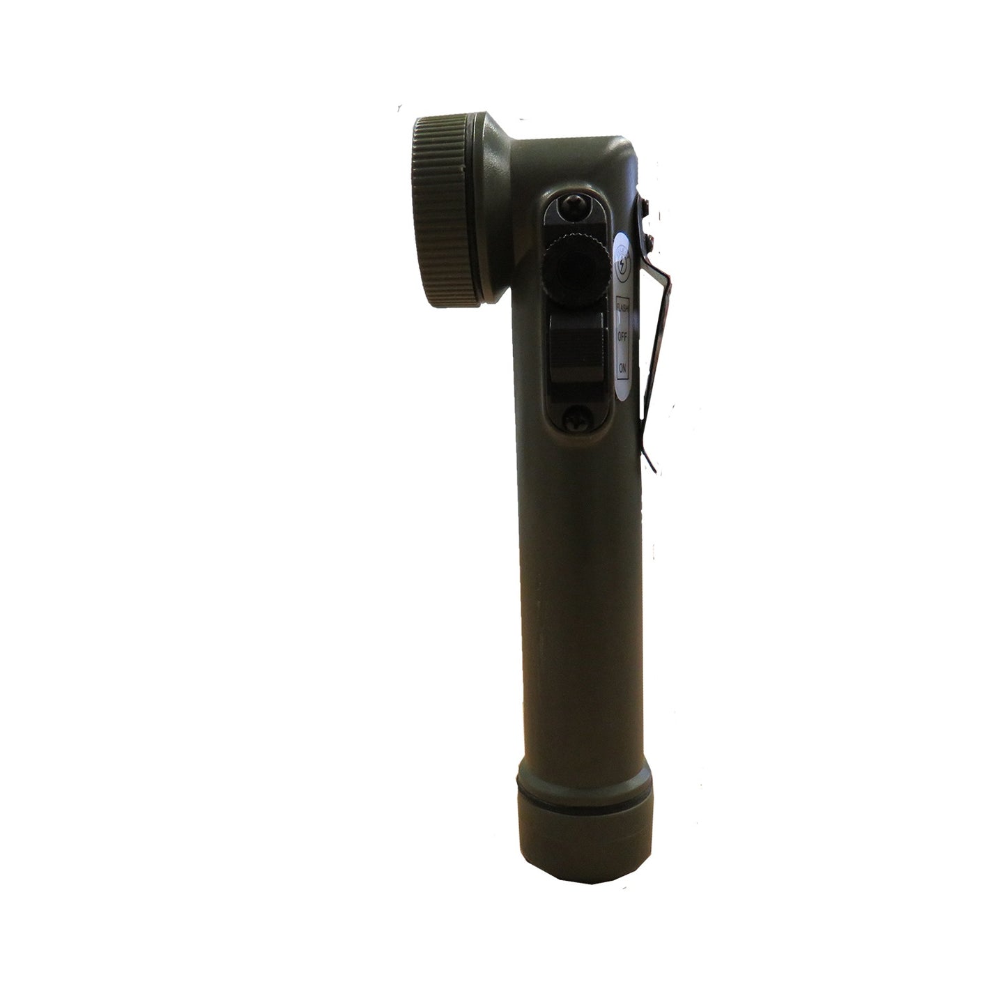 This army style torch is designed for those who serve  The angle torch head eliminates the need for removable lenses and comes with 4 coloured LED bulbs  Simply rotate the head and choose the colour option to complete tasks in low light situations