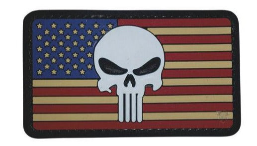  US Flag with Skill PVC Patch Full Colour, Velcro backed Badge. Great for attaching to your field gear, jackets, shirts, pants, jeans, hats or even create your own patch board.  Size: 8.5x5cm
