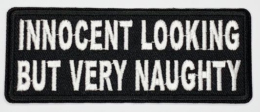 Innocent looking but very naughty Iron On Patch. Great for attaching to your jackets, shirts, pants, jeans, hats.  Size: 10.4X4cm