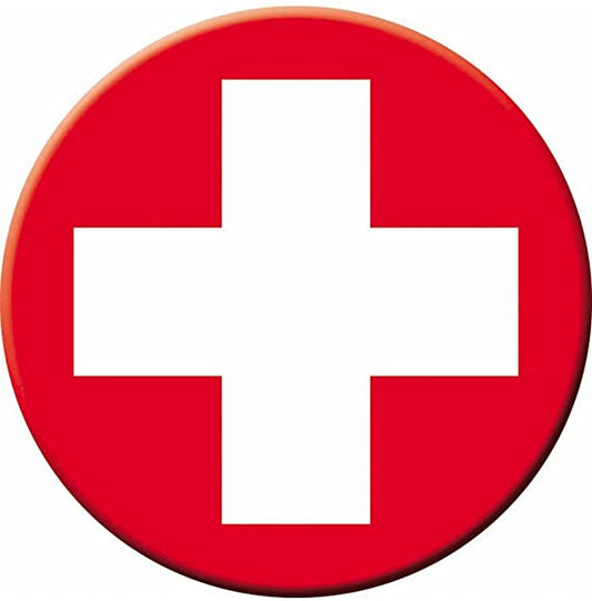 Round Cross Medic PVC Patch White and Red, Velcro backed Badge. Great for attaching to your field gear, jackets, shirts, pants, jeans, hats or even create your own patch board.  Size: 6cm