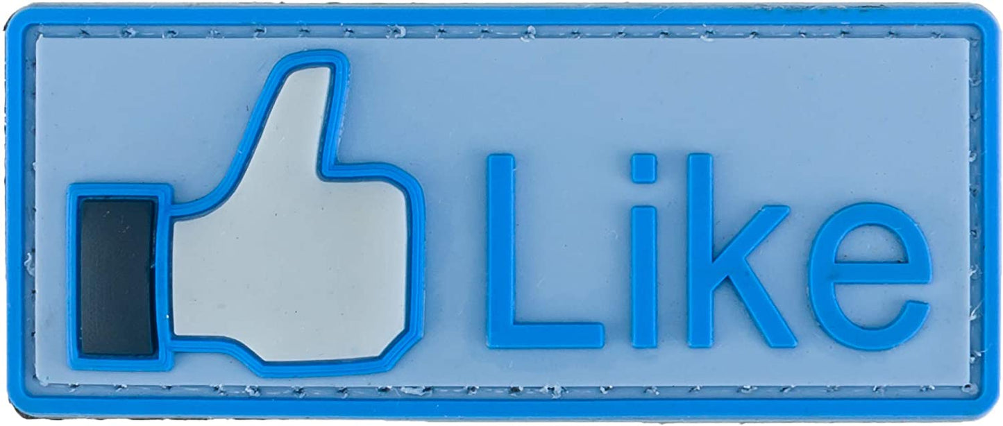 Like Button PVC Patch Blue, Velcro backed Badge. Great for attaching to your field gear, jackets, shirts, pants, jeans, hats or even create your own patch board.  Size: 7.5x3cm