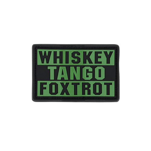 WHISKEY TANGO FOXTROT PVC Patch, Velcro backed Badge. Great for attaching to your field gear, jackets, shirts, pants, jeans, hats or even create your own patch board.  Size: 7.5x5cm