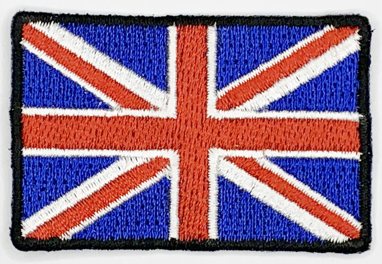 Great Britain Flag Iron On Patch. Great for attaching to your jackets, shirts, pants, jeans, hats.  Size: 5.08x3.17cm