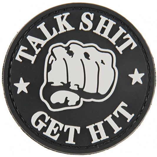 Talk shit. Get Hit PVC Patch, Velcro backed Badge. Great for attaching to your field gear, jackets, shirts, pants, jeans, hats or even create your own patch board.  Size: 6cm