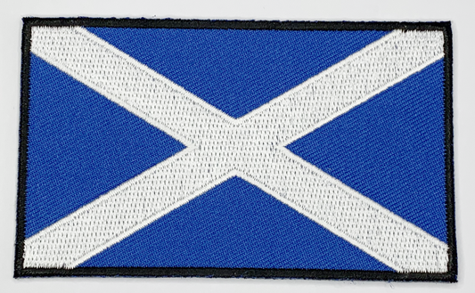 Scotland Flag Iron On Patch. Great for attaching to your jackets, shirts, pants, jeans, hats.  Size: 8.89x5.33cm