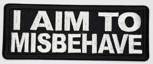 I am to misbehave Iron On Patch. Great for attaching to your jackets, shirts, pants, jeans, hats.  Size: 10.4X4cm