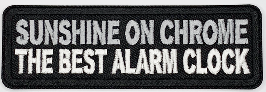 Sunshine on chrome, the best alarm clock Iron On Patch. Great for attaching to your jackets, shirts, pants, jeans, hats.  Size: 10.3X3.3cm