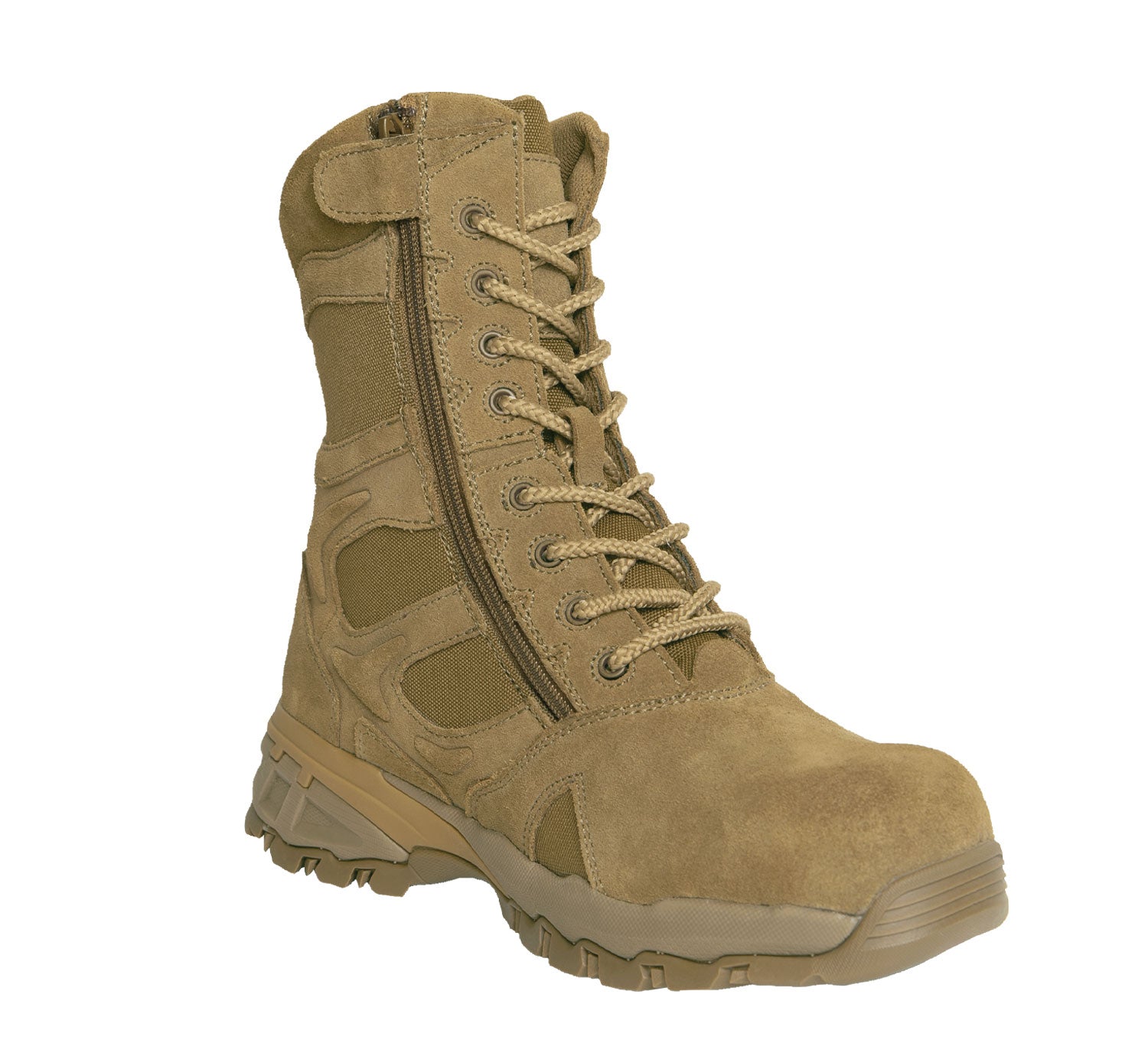 Rothco 8" Forced Entry Composite Toe AR 670-1 Coyote Brown Tactical Boot features a durable a non-metallic composite toe and shank. www.moralepatches.com.au