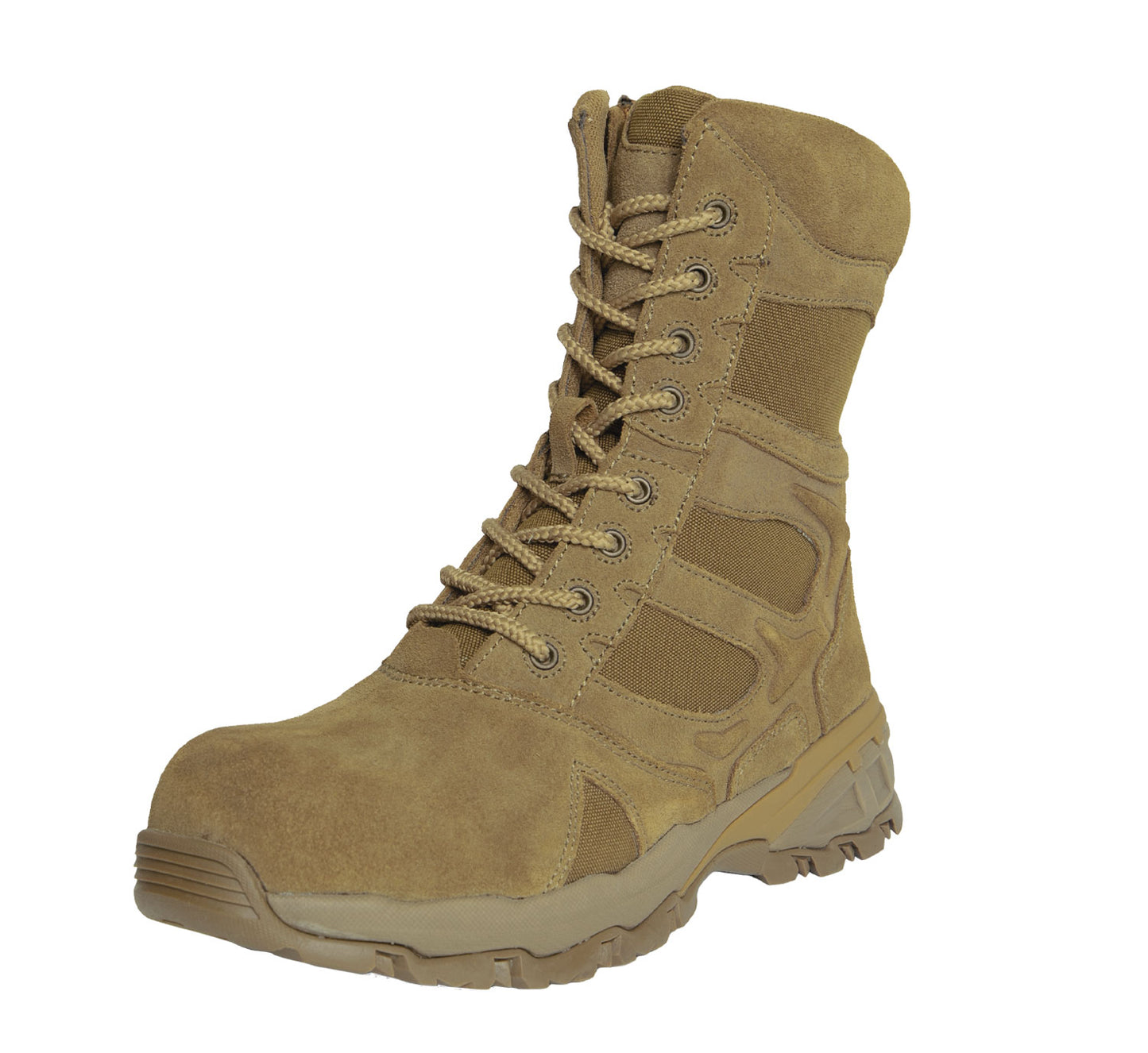 Rothco 8" Forced Entry Composite Toe AR 670-1 Coyote Brown Tactical Boot features a durable a non-metallic composite toe and shank. www.moralepatches.com.au