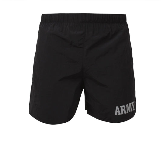 Lightweight Quick Dry Nylon Outershell Soft Knit Interior Has Been Treated With An Anti-Microbial Finish That Prevents Bacterial Growth And Odors From Building Up On PT Shorts ID Pocket On Right Leg With Hook And Loop Closure Interior Pocket Ideal Designed To Store Your Keys And Money Elastic And Drawstring Waist Allows For A Perfect Fit Military Style PT Shorts Feature "ARMY" Reflective Print ON The Left Leg