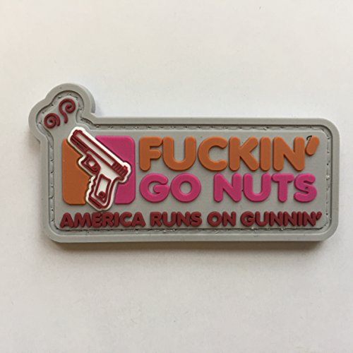 Fucking Go Nuts America Running on Gunning PVC Patch, Velcro backed Badge. Great for attaching to your field gear, jackets, shirts, pants, jeans, hats or even create your own patch board.  Size: 7.5x3.8cm