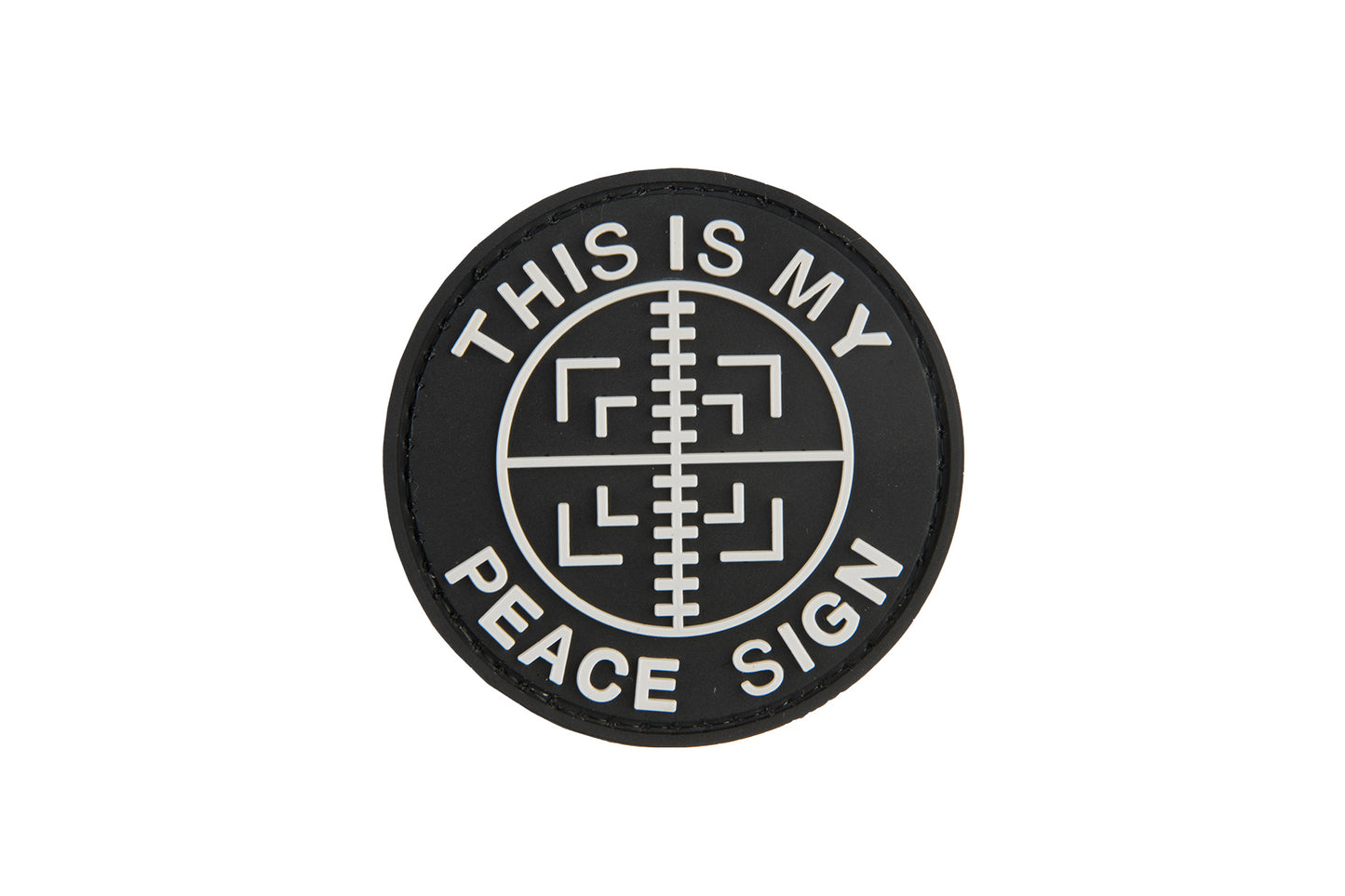 This is my Peace Sign PVC Patch, Velcro backed Badge. Great for attaching to your field gear, jackets, shirts, pants, jeans, hats or even create your own patch board.  Size: 6cm