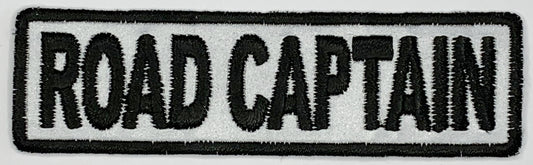 Road Captain Iron On Patch. Great for attaching to your jackets, shirts, pants, jeans, hats.  Size: 8.89x2.54cm