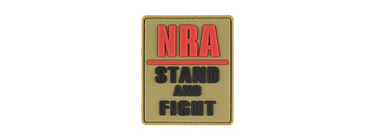 NRA Stand and Fight PVC Patch, Velcro backed Badge. Great for attaching to your field gear, jackets, shirts, pants, jeans, hats or even create your own patch board.  Size: 5x6cm