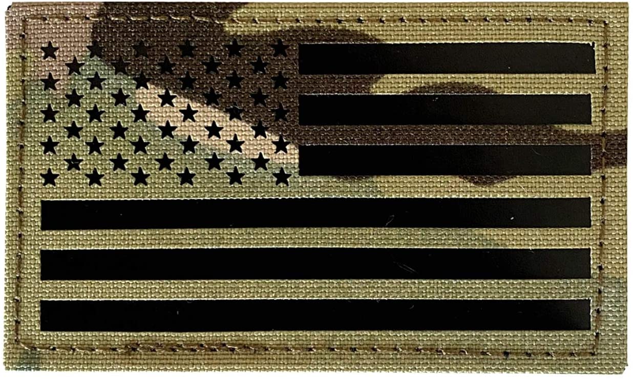 8X5CM Infrared IR US USA American Flag Patch Tactical Vest Patch Hook-Fastener Backing (Multicam -Forward)