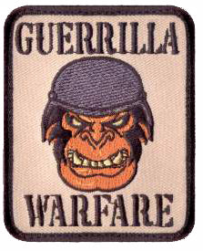 There's nothing funny about a gorilla practicing guerrilla warfare. The Guerrilla Warfare Morale Patch features a hook backing which makes it ideal for attaching to our Special Ops Jackets, Transport Packs, Tactical Vest and more.  SIZE: 6.8X8.4CM