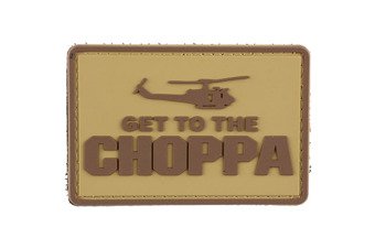 Get to the Choppa PVC Patch, Velcro backed Badge. Great for attaching to your field gear, jackets, shirts, pants, jeans, hats or even create your own patch board.  Size: 7.5x5cm