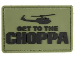 Get to the Choppa PVC Patch, Velcro backed Badge. Great for attaching to your field gear, jackets, shirts, pants, jeans, hats or even create your own patch board.  Size: 7.5x5cm