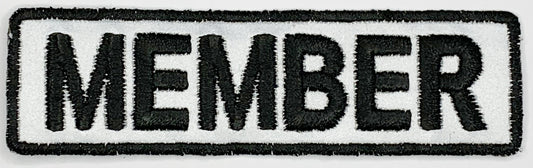 Member Iron On Patch. Great for attaching to your jackets, shirts, pants, jeans, hats.  Size: 8.89x2.54cm