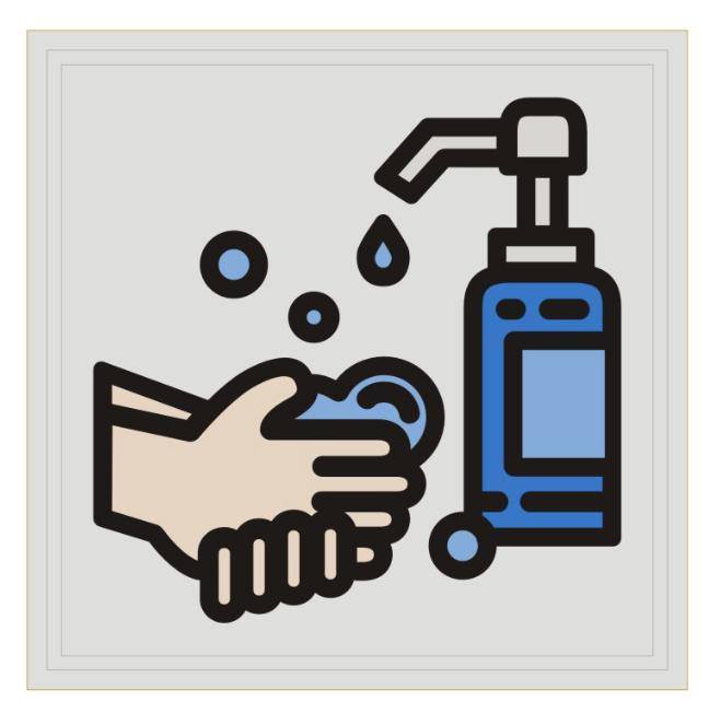 Wash Your Hands with Hand Sanitizer PVC Patch, Velcro backed Badge. Great for attaching to your field gear, jackets, shirts, pants, jeans, hats or even create your own patch board.  Size: 6x6cm