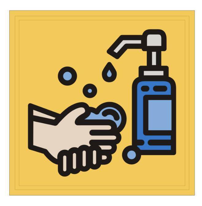 Wash Your Hands with Hand Sanitizer PVC Patch, Velcro backed Badge. Great for attaching to your field gear, jackets, shirts, pants, jeans, hats or even create your own patch board.  Size: 6x6cm