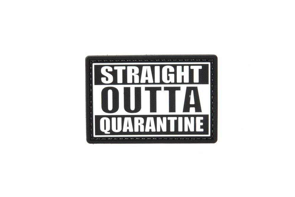 Straight Outta Quarantine PVC Patch, Velcro backed Badge. Great for attaching to your field gear, jackets, shirts, pants, jeans, hats or even create your own patch board.  Size: 7.5x5cm