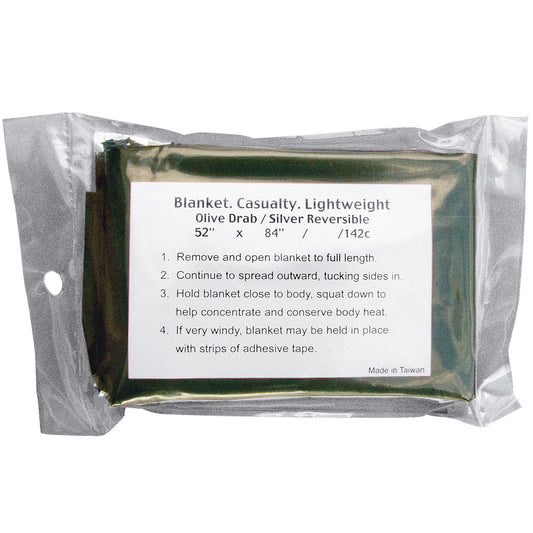 Rothco's Lightweight Survival Blanket is a perfect survival item and is great to keep in your survival kit, bug out bag or car.   Made From A Metalized Polyester That Reflects 90% Of Body Heat Used In Emergency Situations When Retaining Body Heat Is Absolutely Necessary Great To Keep In Your Daypack, Backpack, Or Car Unflakable O.D. Coating Dimensions 52" X 84" And 1.9oz In Weight www.moralepatches.com.au