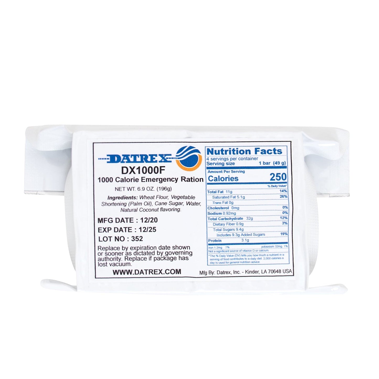 Datrex Aviation 1,000 Cal Emergency Food Ration