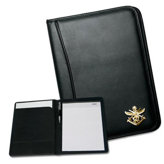 Features: High quality pvc w/ microfibre lining. Document sleeve. Business card holders. Notepad & penholder.  Approx size 240 w x 20 d x 310 h  Branding: 3D badge  Colour: Black www.moralepatches.com.au