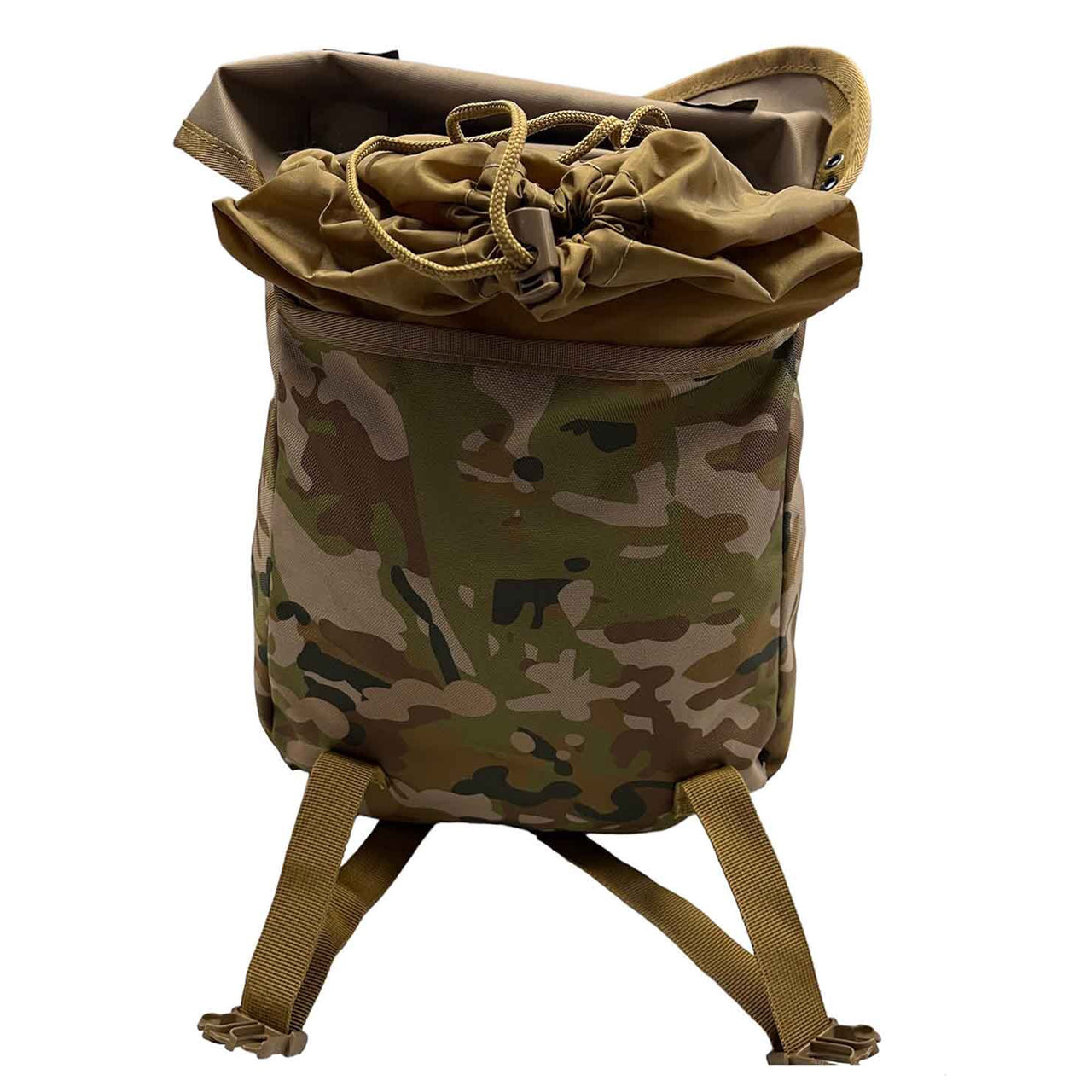 Australian Multicam MOLLE campatible Top loading pouch Internal gusset with drawcord Heavy duty webbing 900D Heavy duty fabric Nylon buckles 7LT capacity www.moralepatches.com.au