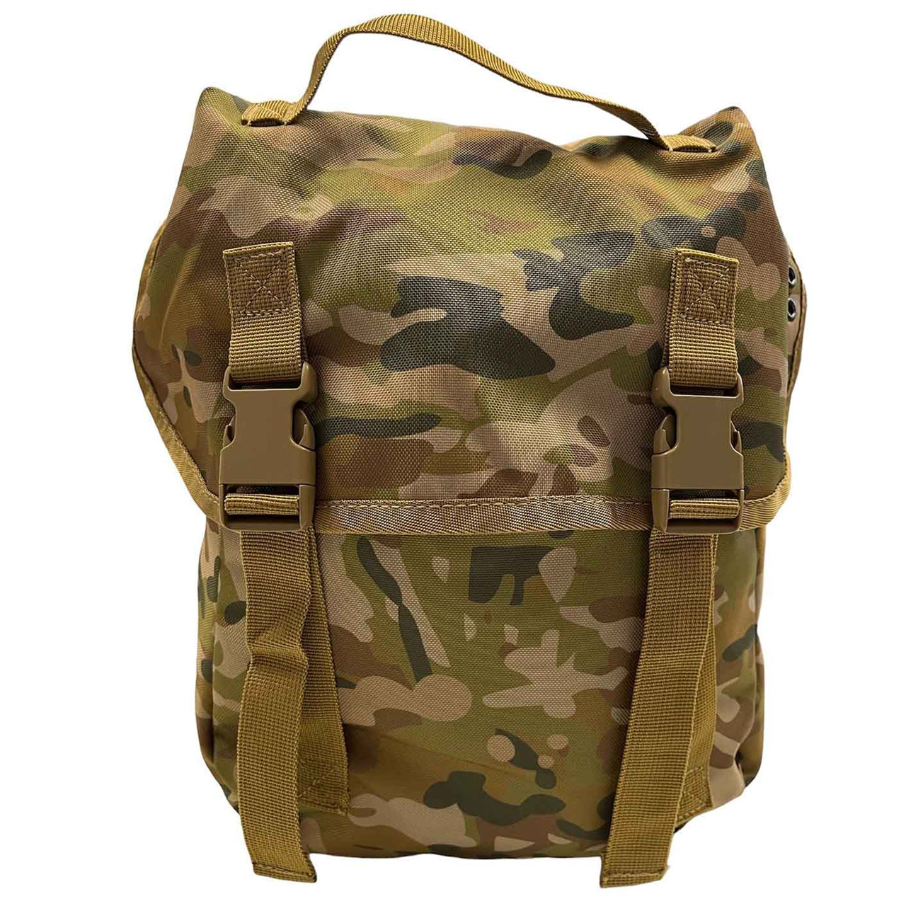 Australian Multicam MOLLE campatible Top loading pouch Internal gusset with drawcord Heavy duty webbing 900D Heavy duty fabric Nylon buckles 7LT capacity www.moralepatches.com.au