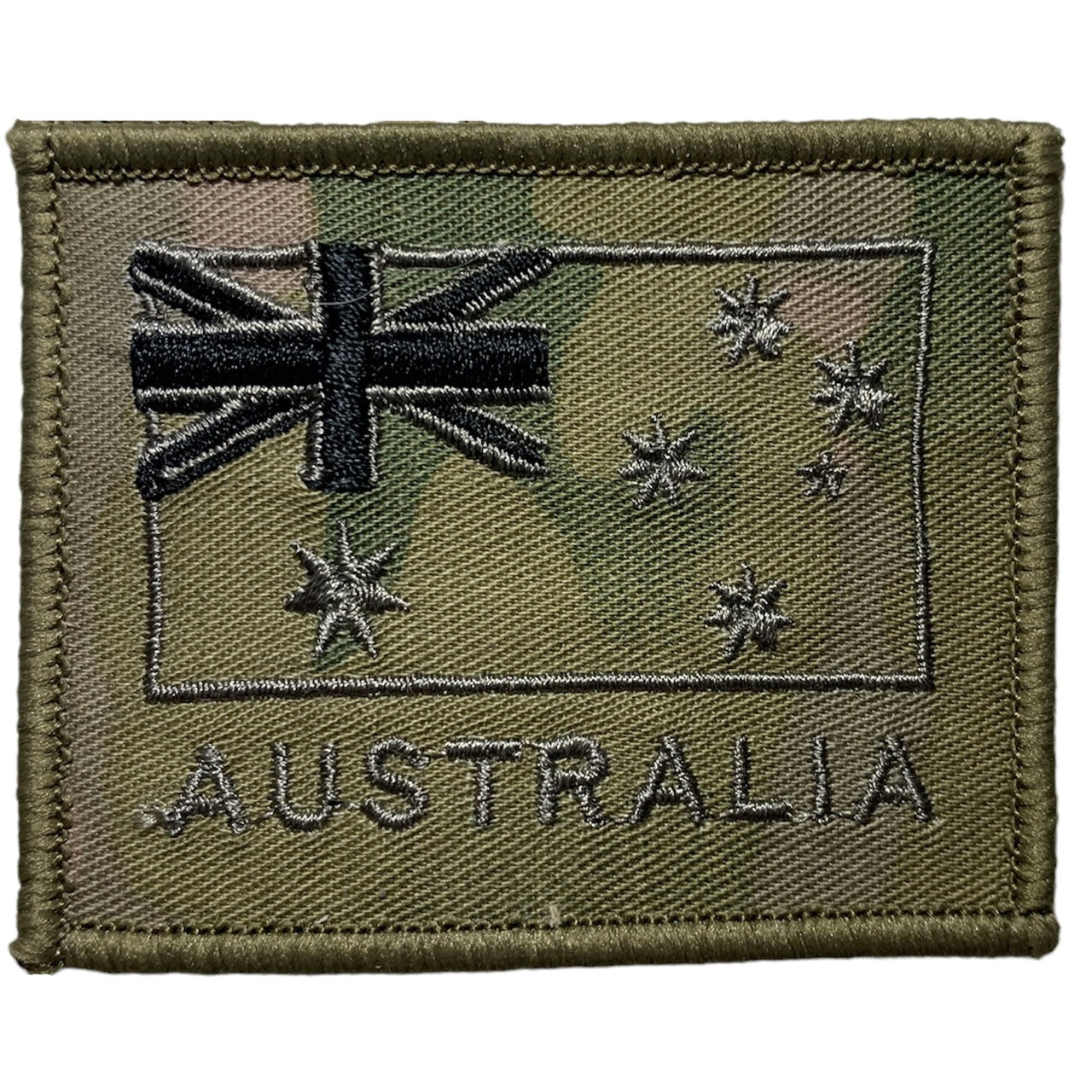 Australian National Flag Patch Multicam Subdued.  EMBROIDERY MADE ON THE GOLD COAST  Size: 7x5.5cm  Please Support Australian Made www.moralepatches.com.au