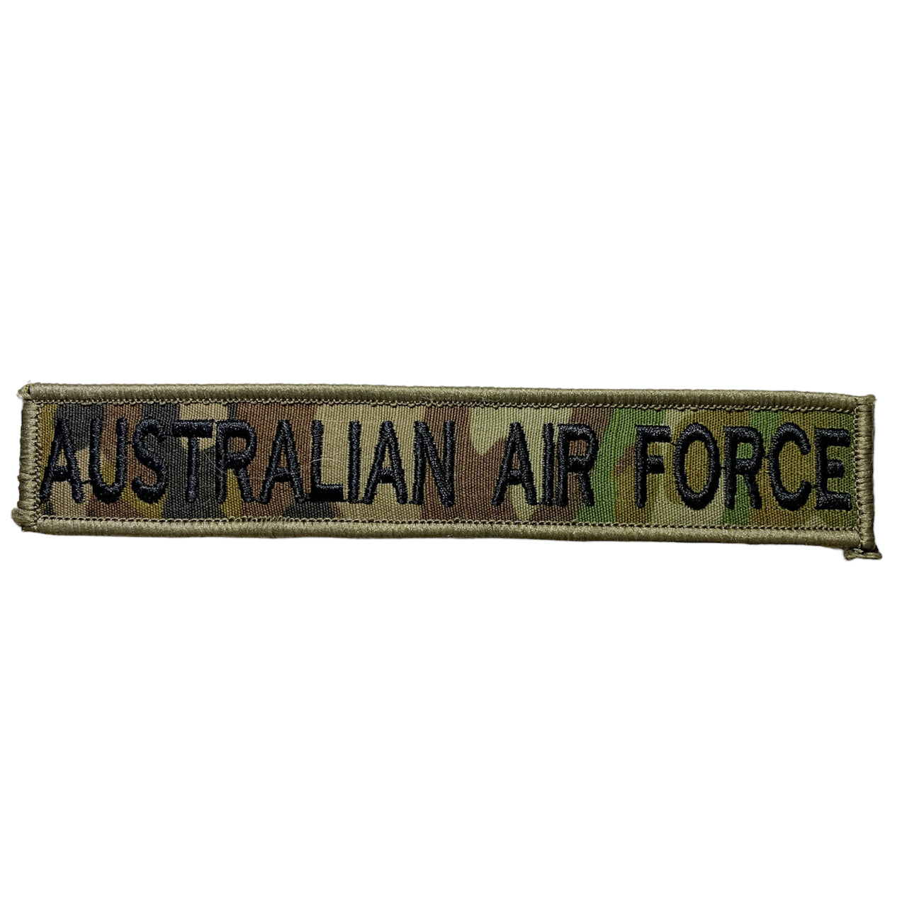 Australian Air Force Patch in various colours for a bit of fun.  Some units are still using auscam, others are using GPU but we had the idea to come up with a range of fun options as well.   Size is 2.5cm x 15cm, lettering is 1.5cm in height. www.moralepatches.com.au