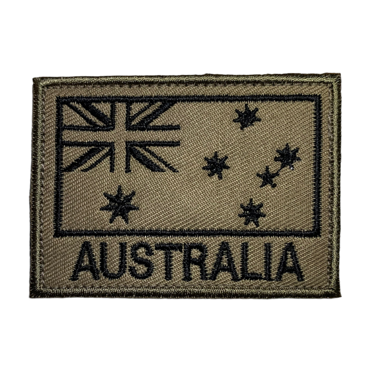 Australian Flag Tan Patch  Comes with hook and loop  Size: 7cm x 5cm www.moralepatches.com.au