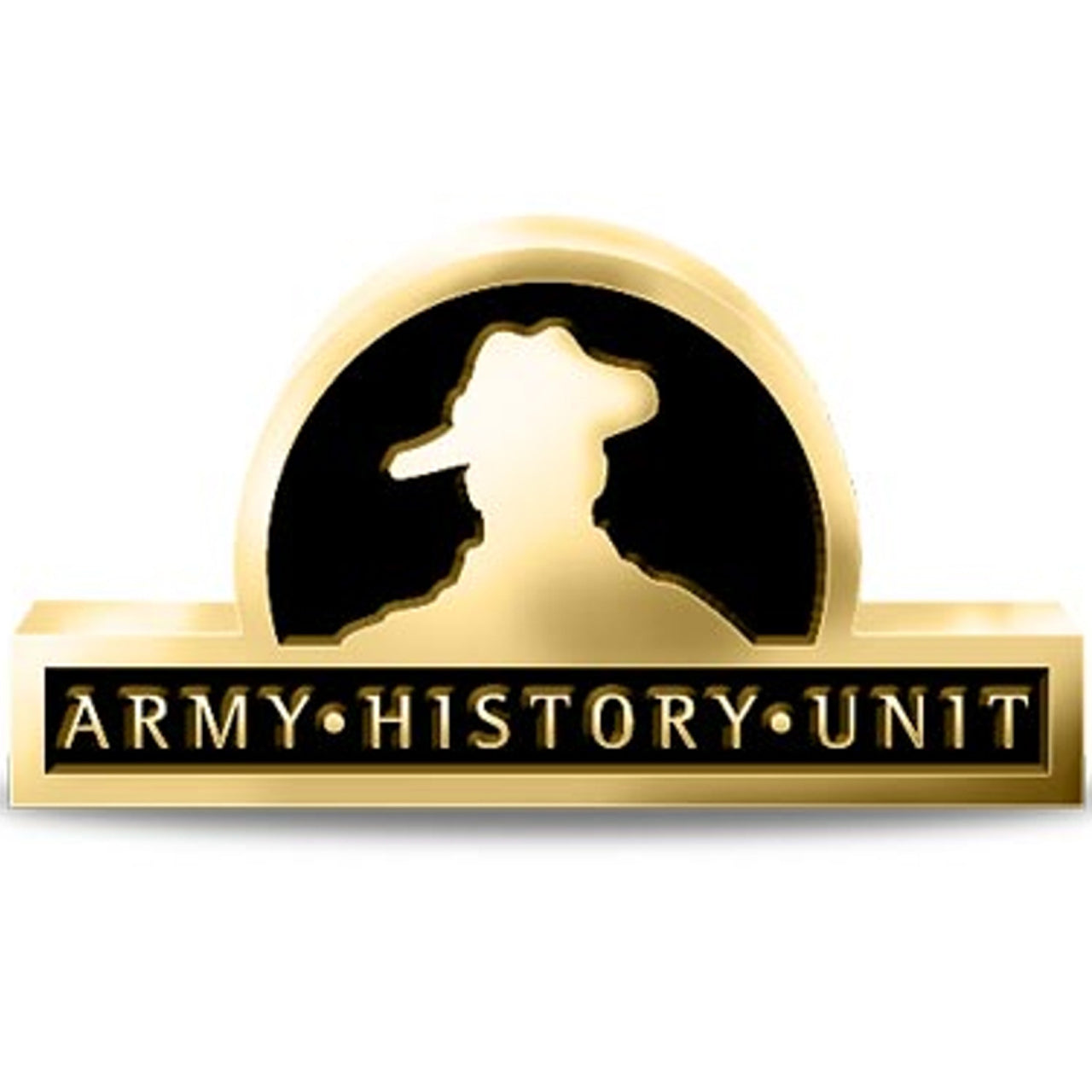 The Army History Unit 20mm full-colour enamel lapel pin. Displayed on a presentation card. This beautiful gold-plated lapel pin will look great on both your jacket and your cap.   Specifications:  Material: Gold-plated zinc alloy, enamel fill Colour: Black, gold Size: 20mm www.moralepatches.com.au