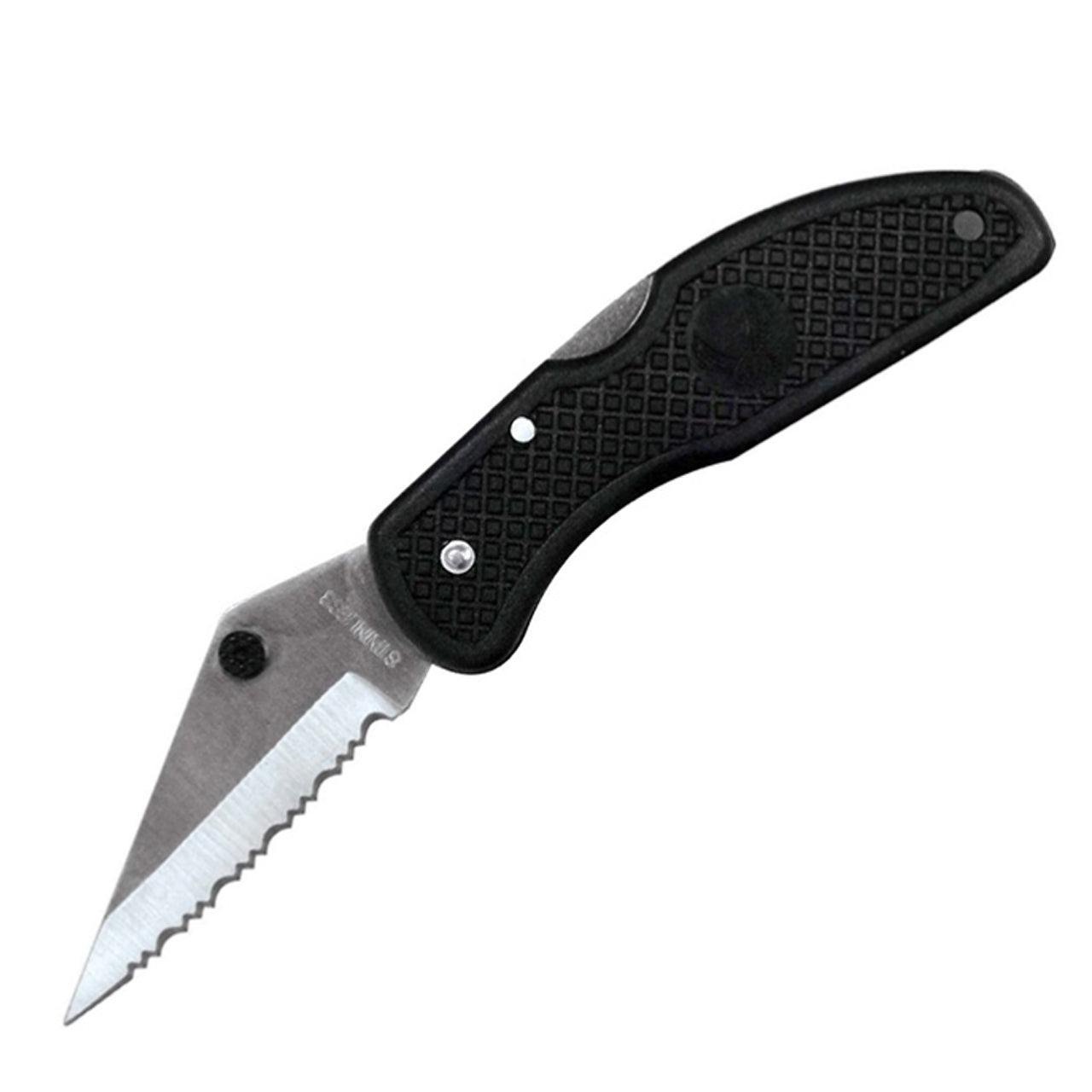 Stainless steel serrated pocket sized knife which entails a one hand assist as well as a locking mechanism when fully opened. This knife has an attachment clip on the back for easier access when needed. This is great for multiple uses around the house or work. www.moralepatches.com.au