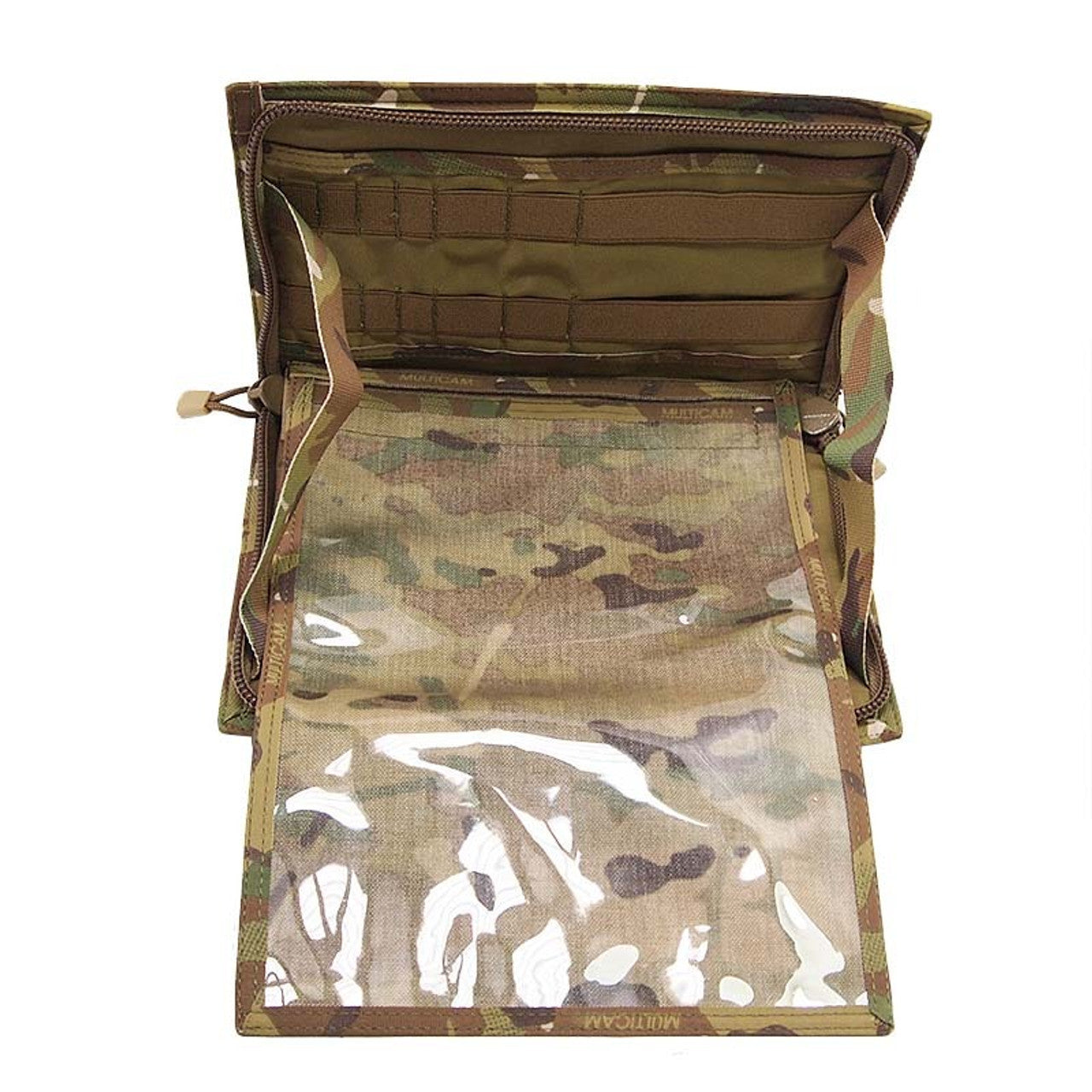 This Commander Panel allows the use of maps and other navigational items on a flat clean, protected surface. Six PALS columns wide on the front means there is sufficient space for the attachment of extra pouches. The Commander Panel also comes with a removable transparent map pouch and elastic loops to hold pens, compass, protractor etc.  Specifications:  Colour: Multicam Size: Large www.moralepatches.com.au