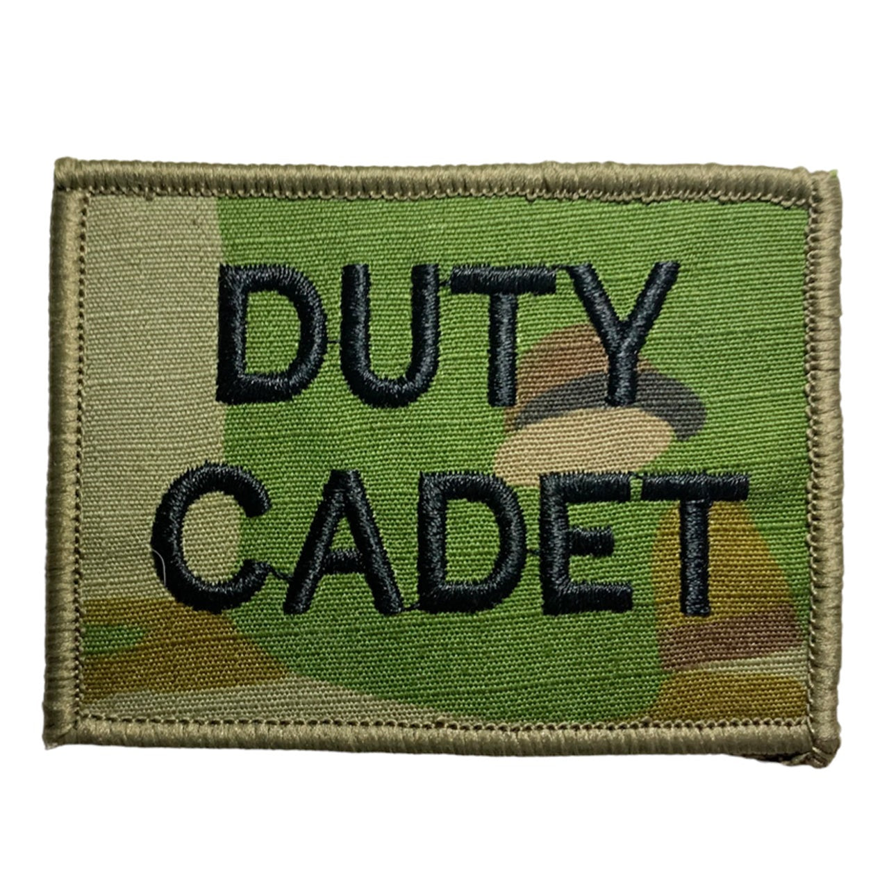 Duty Cadet Patch in various colours for a bit of fun.  We had the idea to come up with a range of fun options as well.   Size is 7.5cm x 5.5cm, lettering is 1.5cm in height.  All embroidery is done in upper case letters only as a FYI. www.moralepatches.com.au