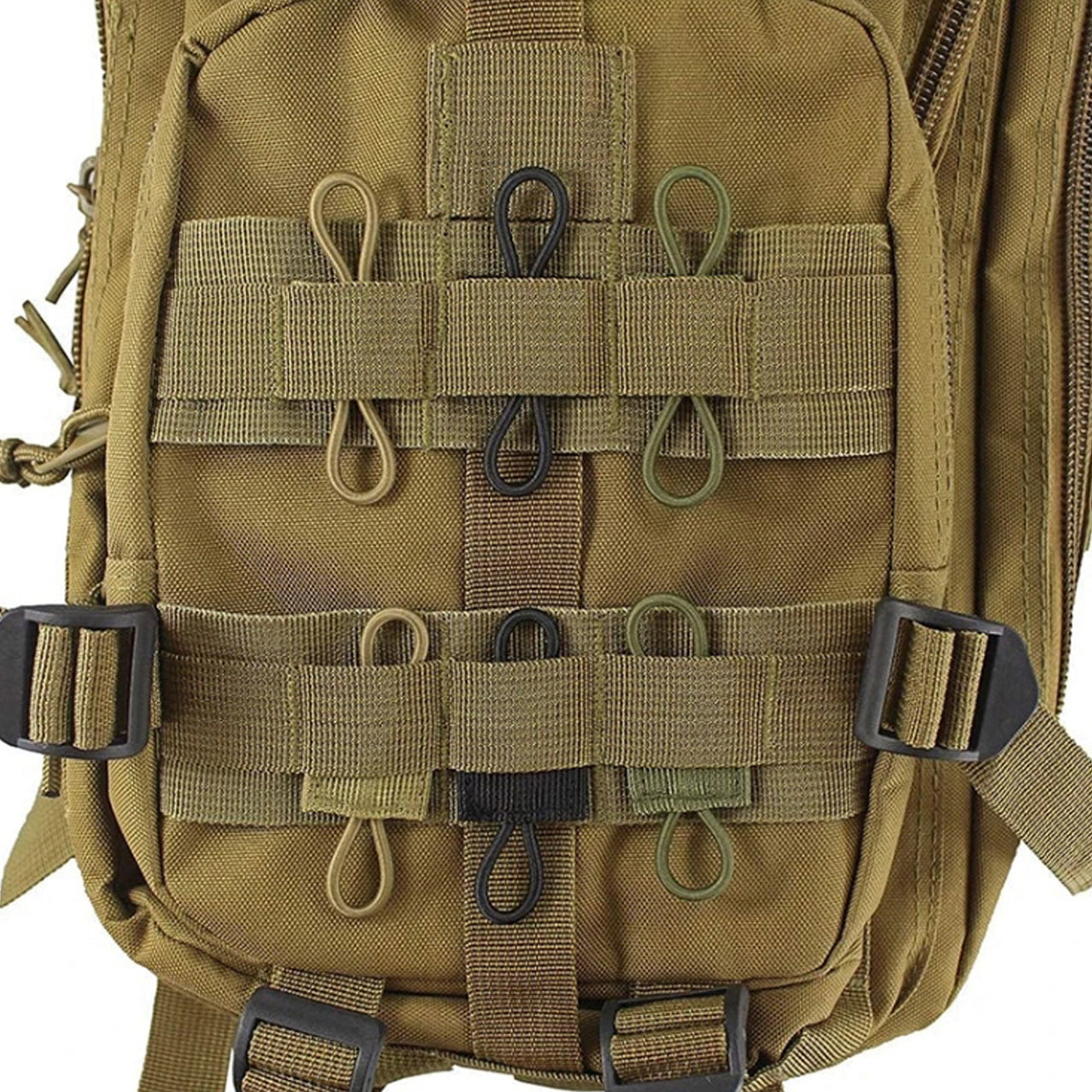 High quality MOLLE webbing fastners are great for attaching equipment such as torches and cylume sticks. Also great for securing camelbak tubes to webbing and other styles of equipment. Colours: Khaki OD Green Black www.moralepatches.com.au