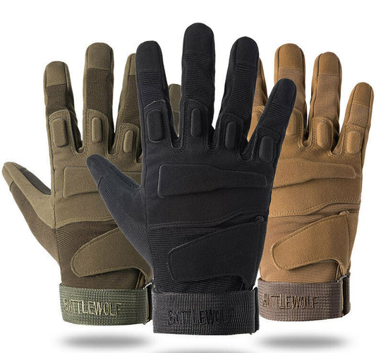 One Size Fits Most from small to large, definitely not XL or above. The velcro tightener helps keep everything firm as we put this through a rough 2 day combat test.  Great set of gloves for Military, cadets, scouts, hiking, hunting, outdoor sports or riding a motorbike.  Impact Resistant  Wear Resistant  Durable  Anti-slip  Breathable  Sweat absorbent  Quick dry  Light weight