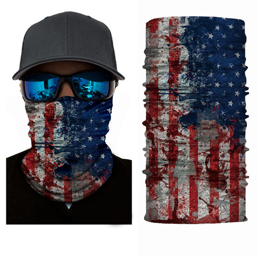 Fitted Tattered USA Flag Face Bandana or Neck Gaiter. They are made from Microfiber Polyester which makes them very lightweight and very comfortable to wear. Because the material is so thin, it is very easy to breathe when you use as face cover.