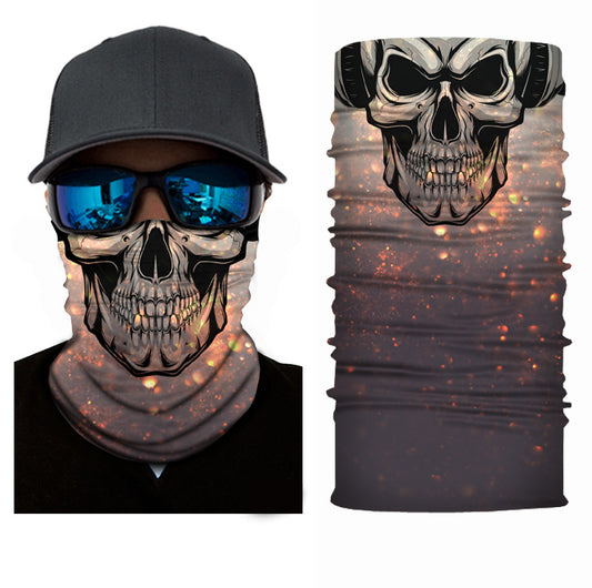 Fitted Flaming Skull Face Bandana or Neck Gaiter. They are made from Microfiber Polyester which makes them very lightweight and very comfortable to wear. Because the material is so thin, it is very easy to breathe when you use as face cover.