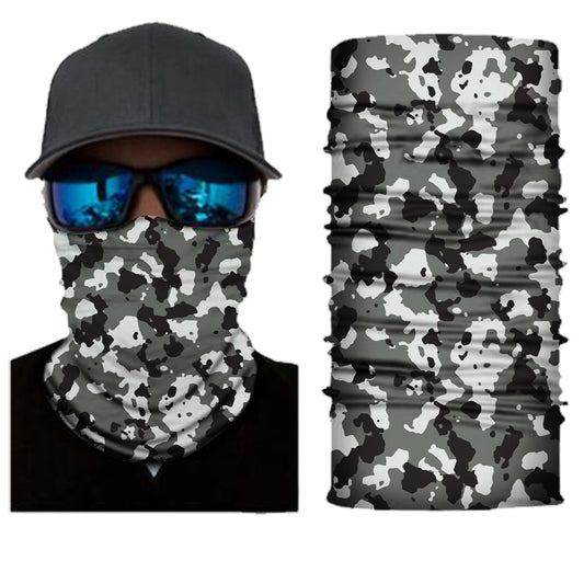 Fitted Winter Camo Face Bandana or Neck Gaiter. They are made from Microfiber Polyester which makes them very lightweight and very comfortable to wear. Because the material is so thin, it is very easy to breathe when you use as face cover.