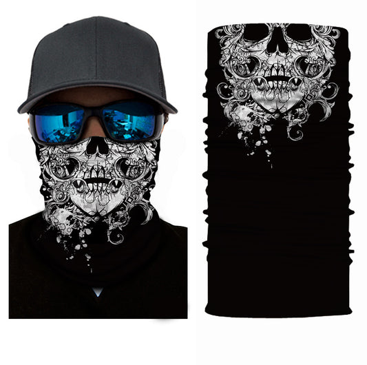 Fitted Skull Pattern Face Bandana or Neck Gaiter. They are made from Microfiber Polyester which makes them very lightweight and very comfortable to wear. Because the material is so thin, it is very easy to breathe when you use as face cover.