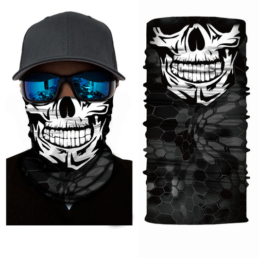 Fitted White Skull Face Bandana or Neck Gaiter. They are made from Microfiber Polyester which makes them very lightweight and very comfortable to wear. Because the material is so thin, it is very easy to breathe when you use as face cover.