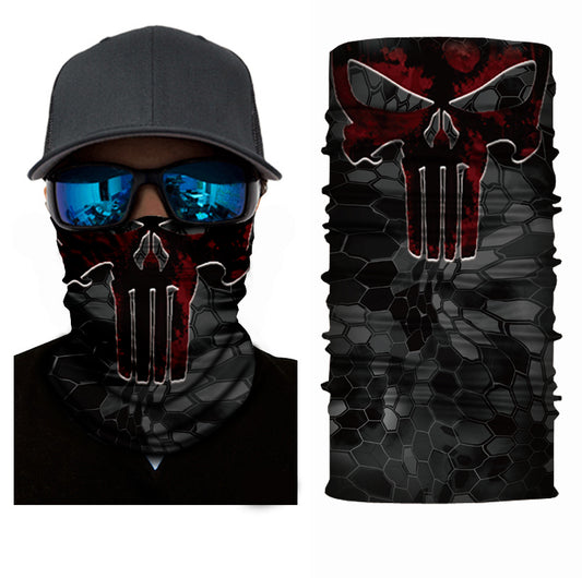 Fitted Punisher Face Bandana or Neck Gaiter. They are made from Microfiber Polyester which makes them very lightweight and very comfortable to wear. Because the material is so thin, it is very easy to breathe when you use as face cover.