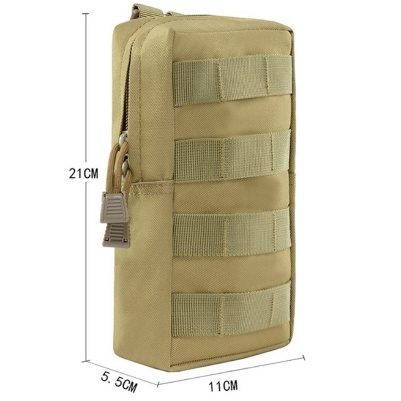 This is the perfect MOLLE pouch for attaching to your field gear, especially your webbing. It's great for holding small items such as your mobile phone, snacks, tourniquets, small notebooks and more. Main compartment with heavy duty zip Size: 21x11x5.5cm www.moralepatches.com.au