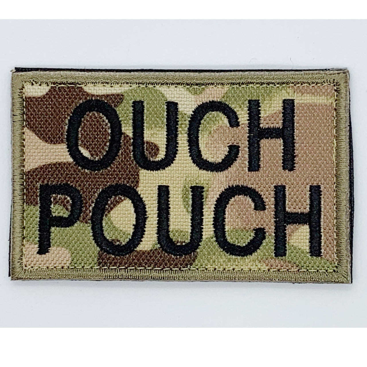 Ouch Pouch Multicam Patch Hook & Loop.   Size: 8x5cm   HOOK AND LOOP BACKED PATCH(BOTH PROVIDED) www.moralepatches.com.au