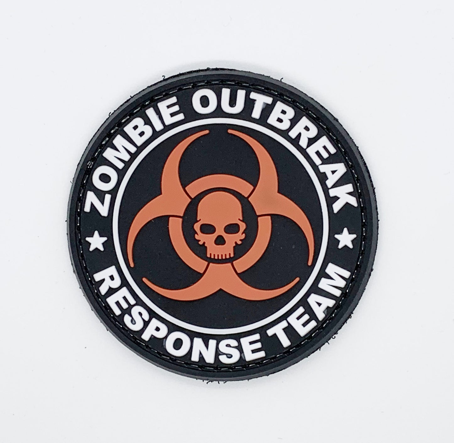 Zombie Outbreak Response Team Biohazard PVC Patch Red, Velcro backed Badge. Great for attaching to your field gear, jackets, shirts, pants, jeans, hats or even create your own patch board.  Size: 7cm  moralepatches.com.au